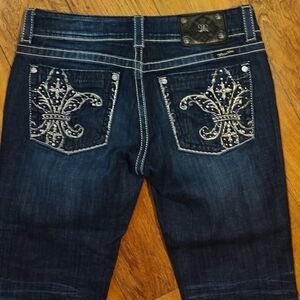 Like New Gorgeous Miss Me Boot Dark Blue Jeans With 34" Inseam